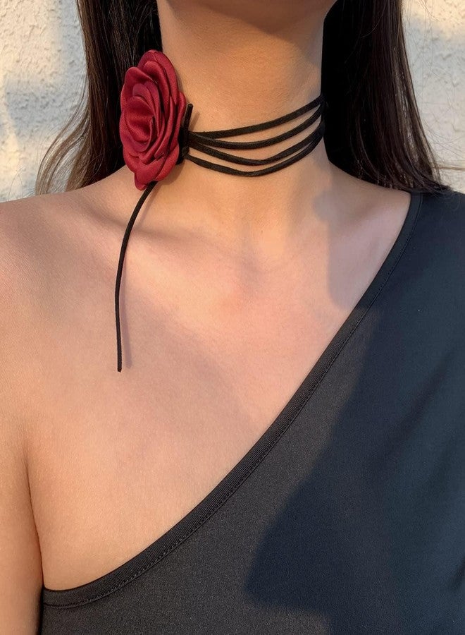 Palotay Black Velvet Flower Choker Necklace for Women Bride Wedding Party Summer - Image 4